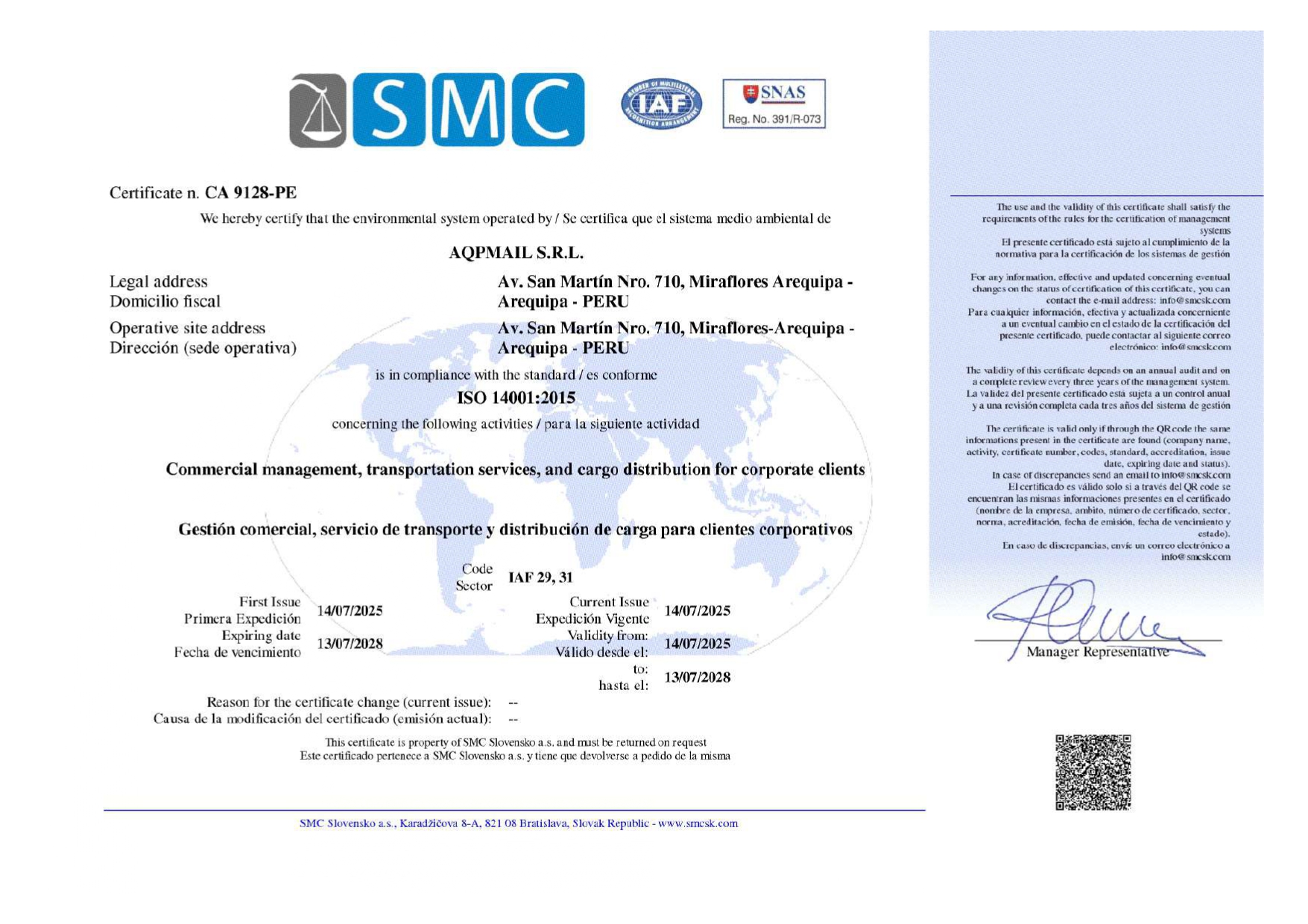 Certificación ISO 14001:2015